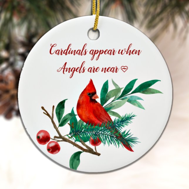 Cardinal Angels Remembrance Personalized Photo Cer Ceramic Ornament