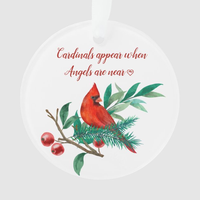Cardinal Angels Remembrance Personalized Photo Ornament (Front)