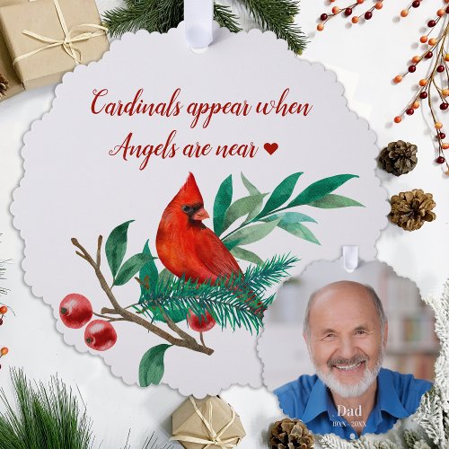 Cardinal Angels Remembrance Personalized Photo Ornament Card