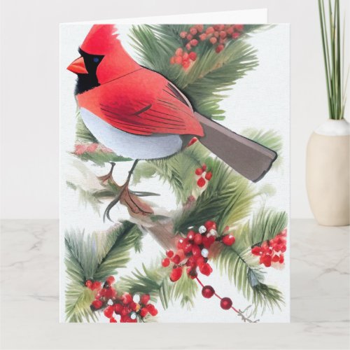 Cardinal Art Card Christmas  Card