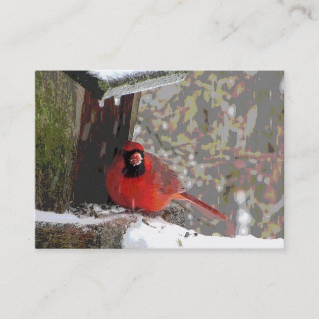 Cardinal at the Feeder ATC Business Card (Front)