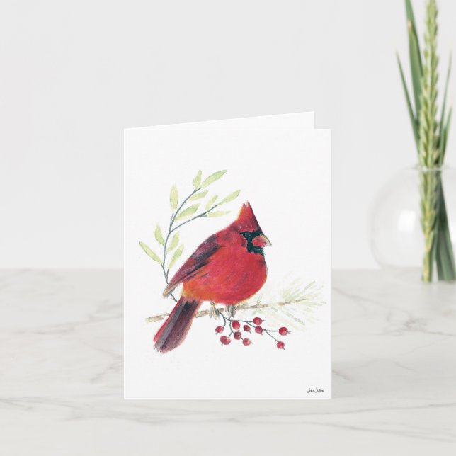Cardinal Berries Card (Front)