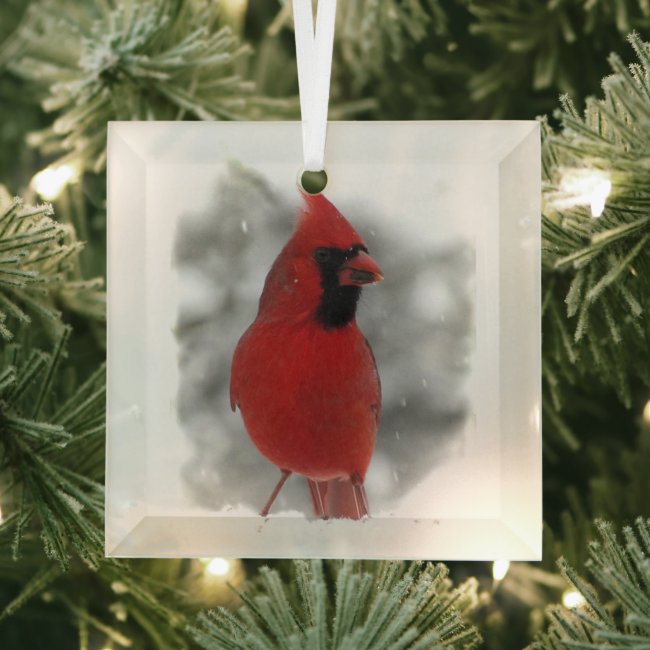 Cardinal Beveled Glass Ornament