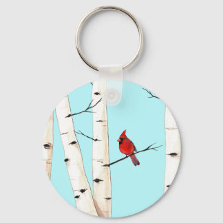 Cardinal Birch Tree Keychain
