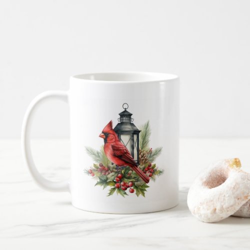 Cardinal Bird And Vintage Lantern Coffee Mug