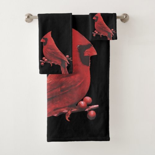 Cardinal Bird Bathroom Towel Set
