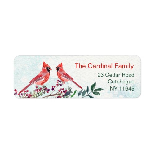 Cardinal bird berry foliage Return Address Label