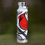 Cardinal Bird Black White Red Tattoo Lines Thor Water Bottle<br><div class="desc">This bold cardinal bird is illustrated in a tattoo art style,  with leaves of flowing black lines and a chipper red feathered friend. Personalize with any name for a stunning statement water bottle that celebrates nature with artistic flair.</div>