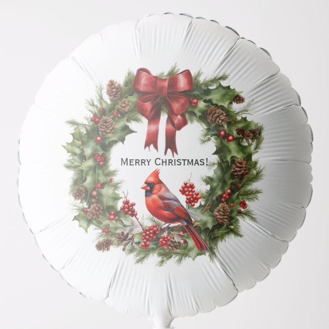 Cardinal Bird Christmas Balloon (Front)