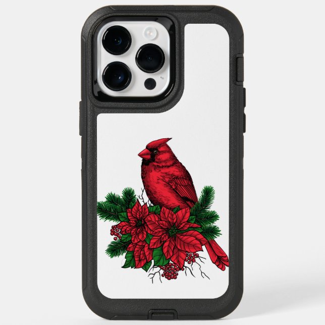 Cardinal bird, Christmas illustration Otterbox iPhone Case (Back)