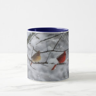 Cardinal Bird Couple in Snow Tree Nature Mug