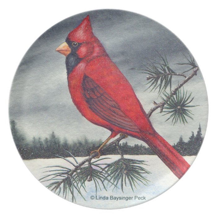 Cardinal Bird Dinner Plates