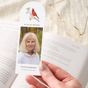 Cardinal Bird Funeral Memorial Photo keepsake Bookmarks