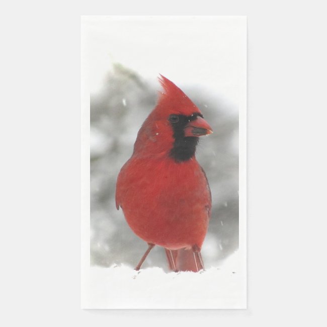 Cardinal Bird in Snow Paper Guest Towel