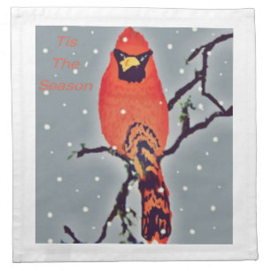 Cardinal Bird In Snowfall Cloth Napkin