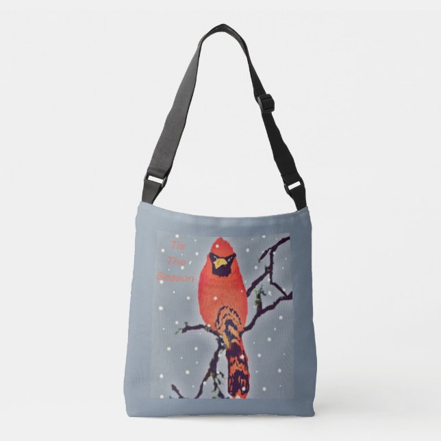 Cardinal Bird In Snowfall Crossbody Bag (Front)