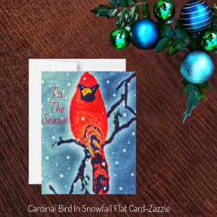 Cardinal Bird In Snowfall Holiday Card