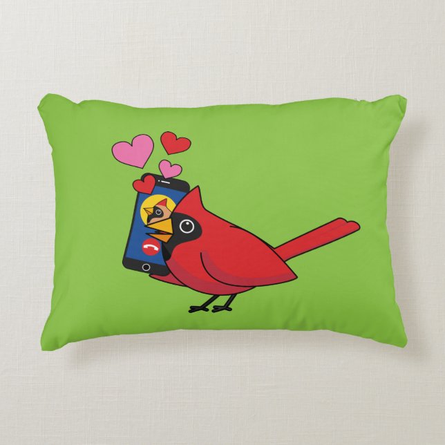 Cardinal Bird Love Mating Calls Accent Pillow (Front)