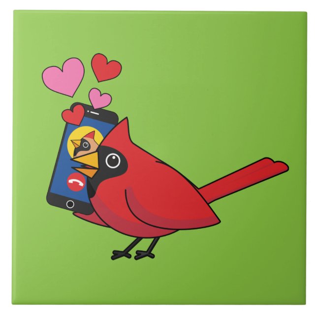 Cardinal Bird Love Mating Calls Ceramic Tile (Front)