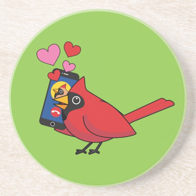 Cardinal Bird Love Mating Calls Coaster (Front)