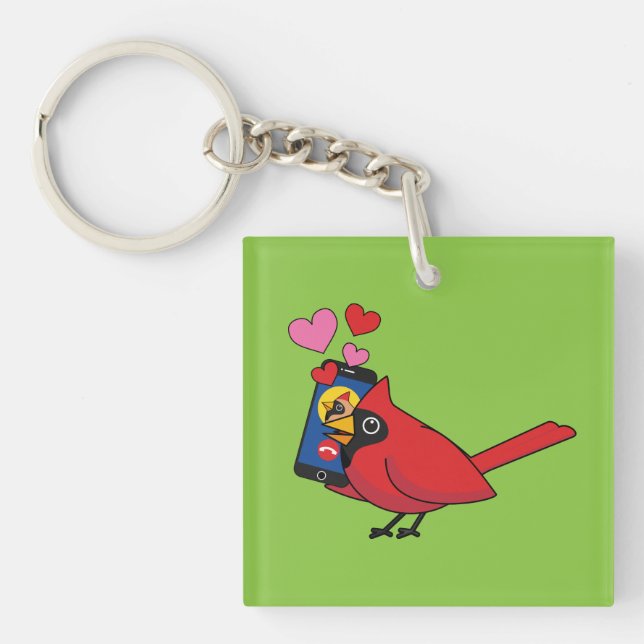 Cardinal Bird Love Mating Calls Keychain (Front)