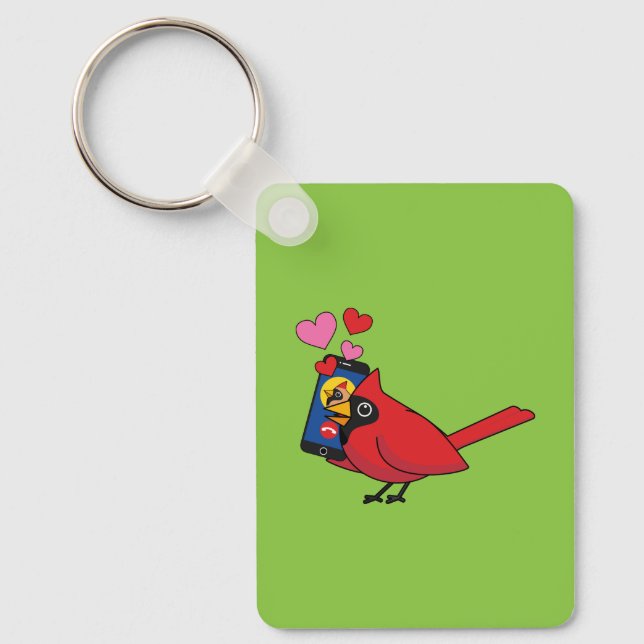 Cardinal Bird Love Mating Calls Keychain (Front)