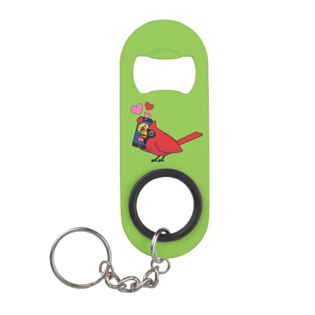 Cardinal Bird Love Mating Calls Keychain Bottle Opener (Front)