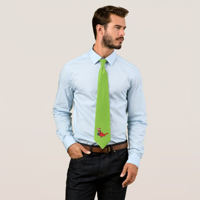 Cardinal Bird Love Mating Calls Neck Tie (In Situ)
