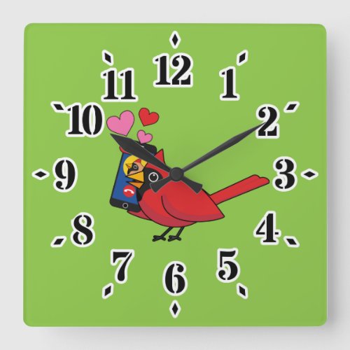 Cardinal Bird Love Mating Calls Square Wall Clock