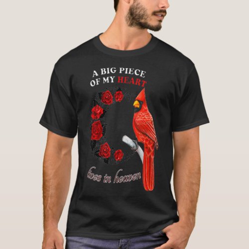 Cardinal Bird My Heart Lives In Heaven Native  T_Shirt