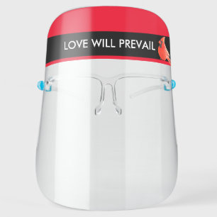 Cardinal Bird on Black and Red Face Shield