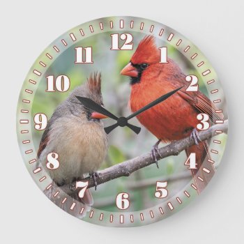 Cardinal Bird Pair Wall Clock by NiceTiming at Zazzle