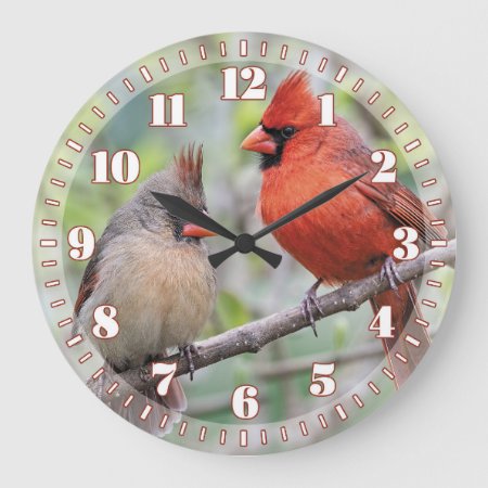 Cardinal Bird Pair Wall Clock