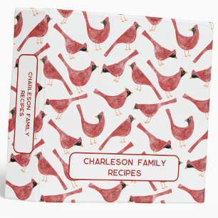 Cardinal Bird Personalized Family Recipe 3 Ring Binder