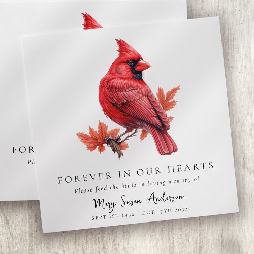 Cardinal Bird Seed Packet Funeral Memorial  Envelope