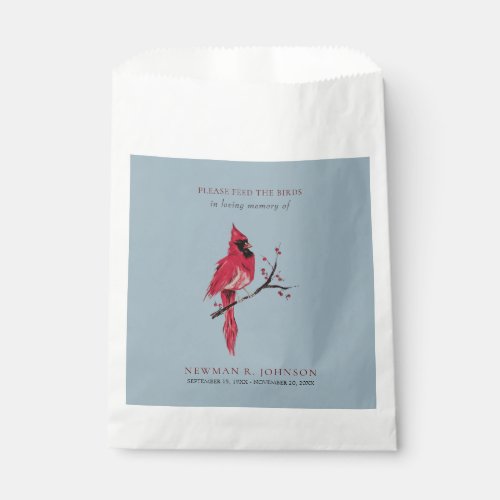 Cardinal Bird Seed Packet Funeral Memorial Favor Bag