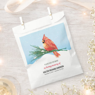 Cardinal Bird Seed Packet Funeral Memorial Favor Bag