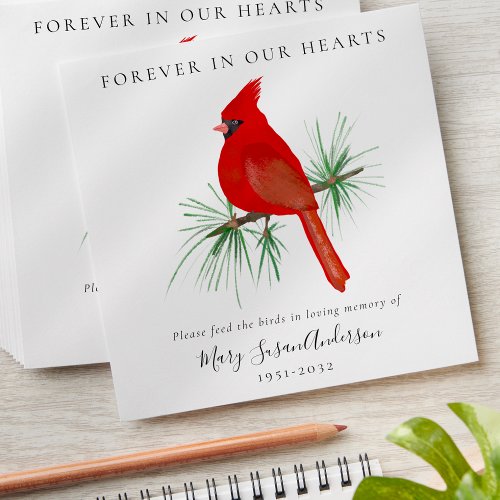 Cardinal Bird Seed Packet Memorial Funeral  Envelope