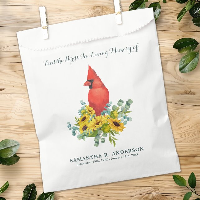 Cardinal Bird Seed Packet Memorial Gift Funeral Favor Bag (Creator Uploaded)