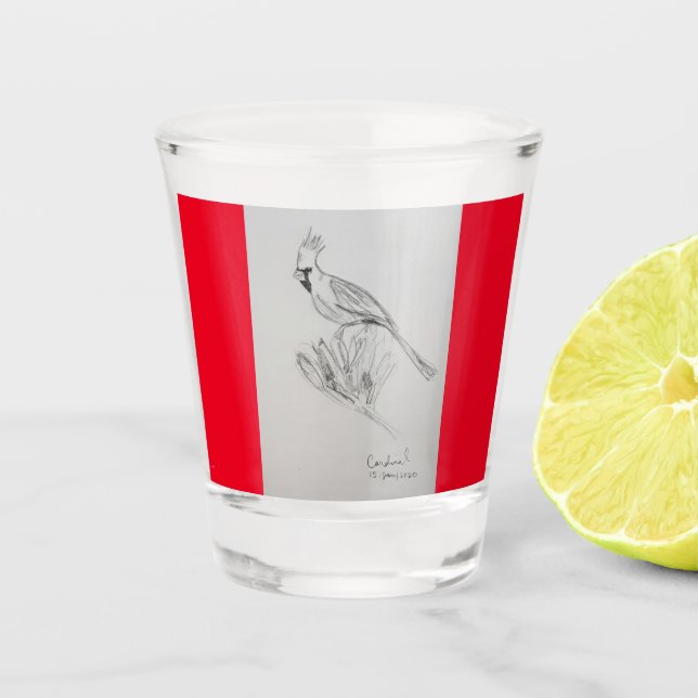 Cardinal Bird Shot Glass (Front)