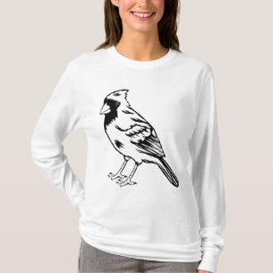 Women's V-Neck Bird Shirt Winter Birds T Shirt Cardinal Blue Jay