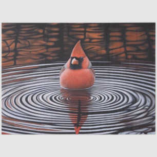 Cardinal Bird Taking a Bath Decoupage Tissue Paper