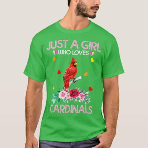 Cardinal Bird Tee For Women Just A Girl Who Loves 
