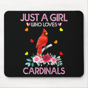 Cardinal Bird Tee For Women Just A Girl Who Loves Mouse Pad