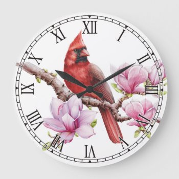 Cardinal Bird Wall Clock by NiceTiming at Zazzle