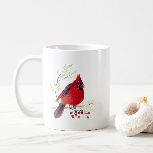Cardinal Bird Watercolor Art Coffee Mug