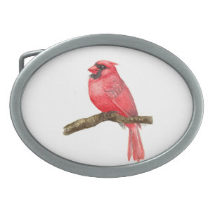 Cardinal bird watercolor belt buckle