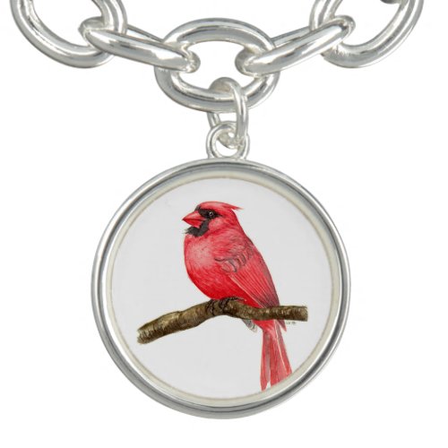 Cardinal bird watercolor bracelet