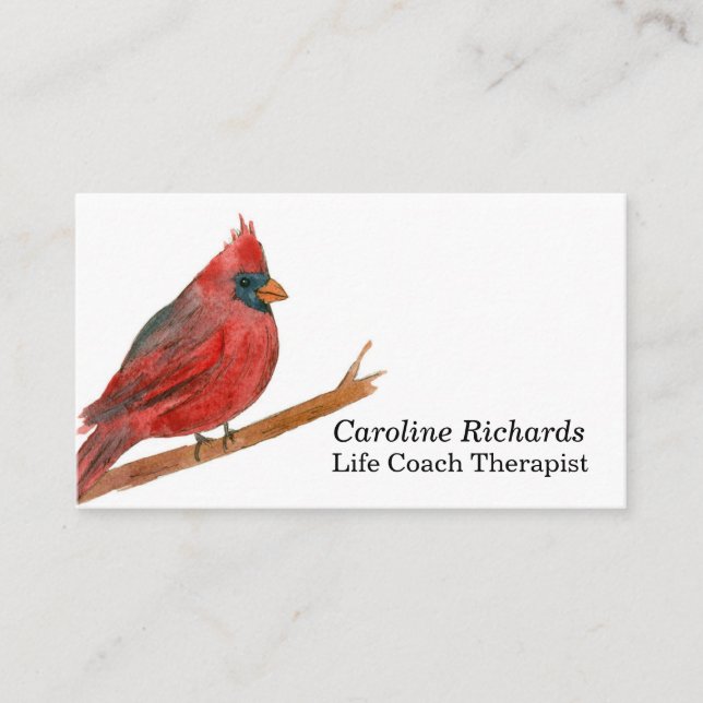 Cardinal Bird Watercolor Business Card (Front)