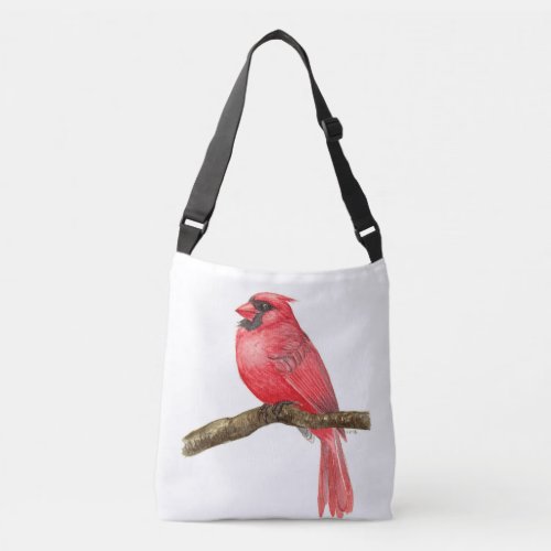 Cardinal bird watercolor crossbody bag